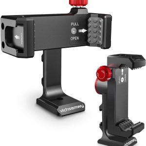 Metal Phone Tripod Mount with 3 Cold Shoes & 1/4" Arca Port, 360° Rotation Cell Phone Tripod Adapter for iPhone,Samsung & ALL Android Smartphones, Phone Stand Holder for Photography & Video Recording