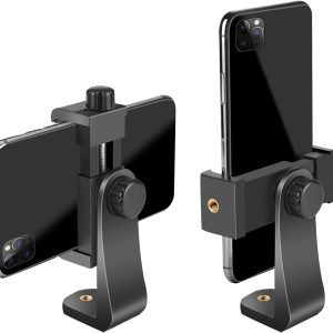 Premium Smartphone Holder/Vertical and Horizontal Tripod Mount Adapter Rotatable Bracket with 1/4 inch Screw/Adjustable Clip for iPhone, Android Cell Phone, Selfie Stick, Camera Stand